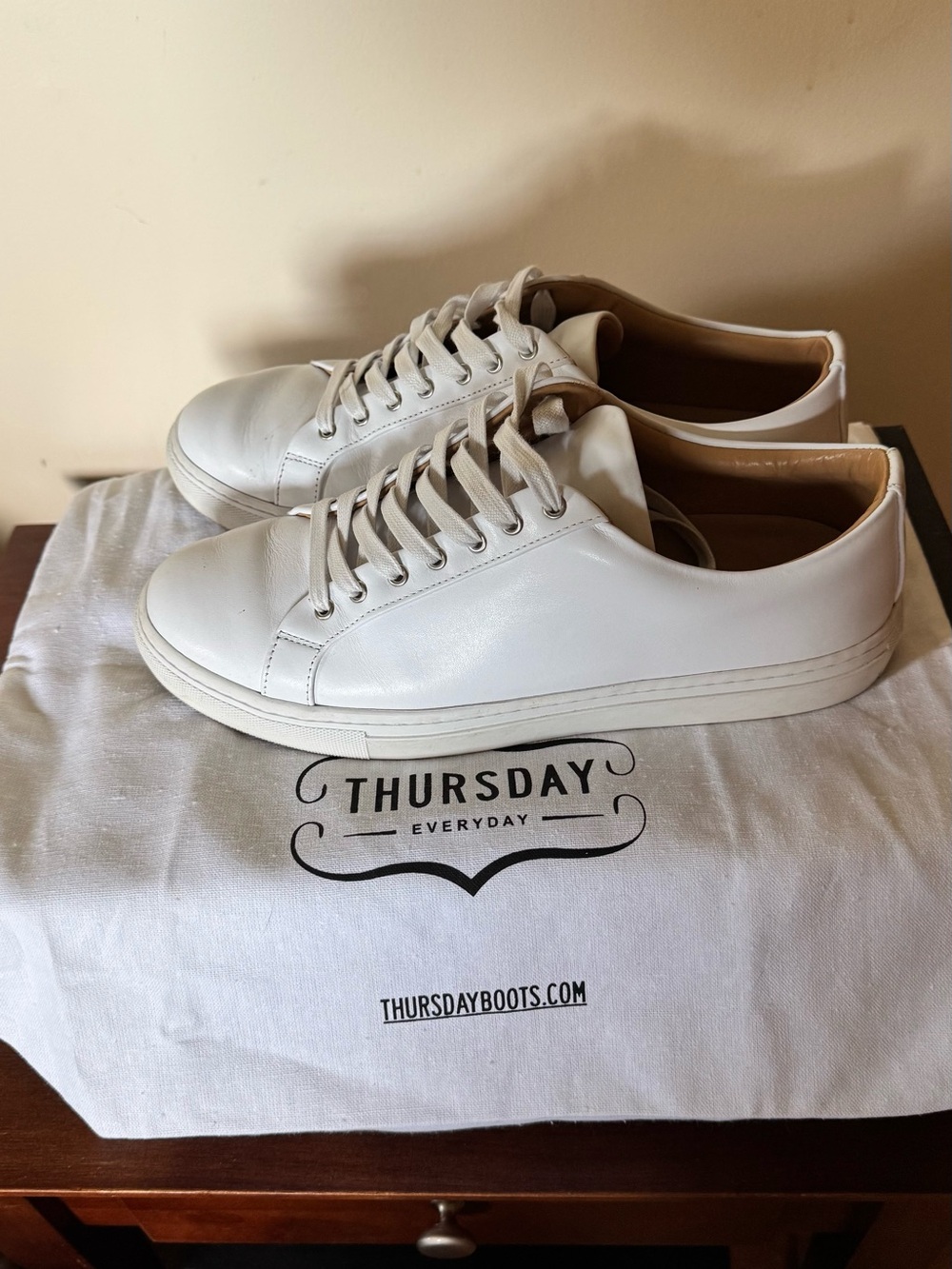 Thursday Boot Company White Leather Low-Top Sneakers
